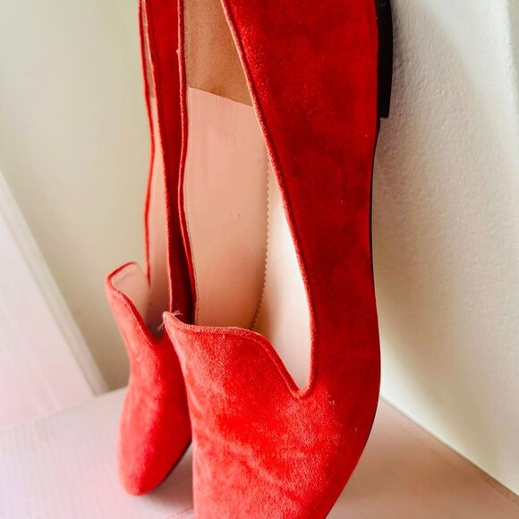 J. Crew Womens Suede Smoking slippers Fiery Sunset size 8.5 M - Picture 1 of 5